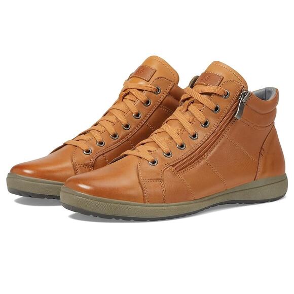 Josef Seibel Womens Caren 60 Sneakers EU 38 US 7-7.5 Tan Leather EUC